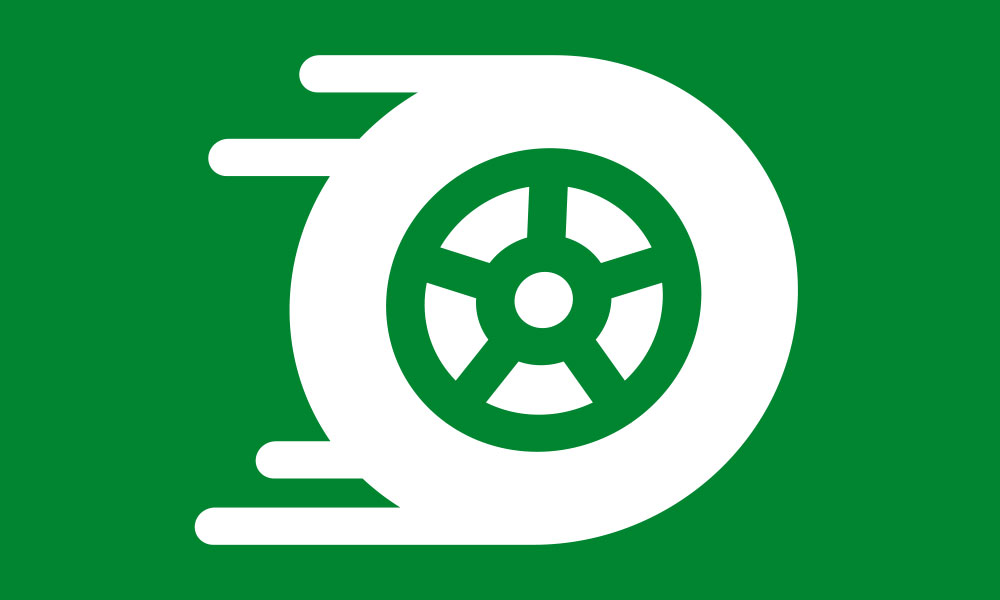 Speeding wheel icon on green background