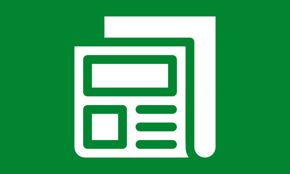 Newspaper icon on green background